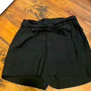 Black shorts with tie closure
